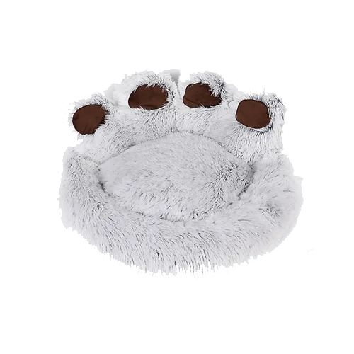 Paw-shaped dog bed in light gray